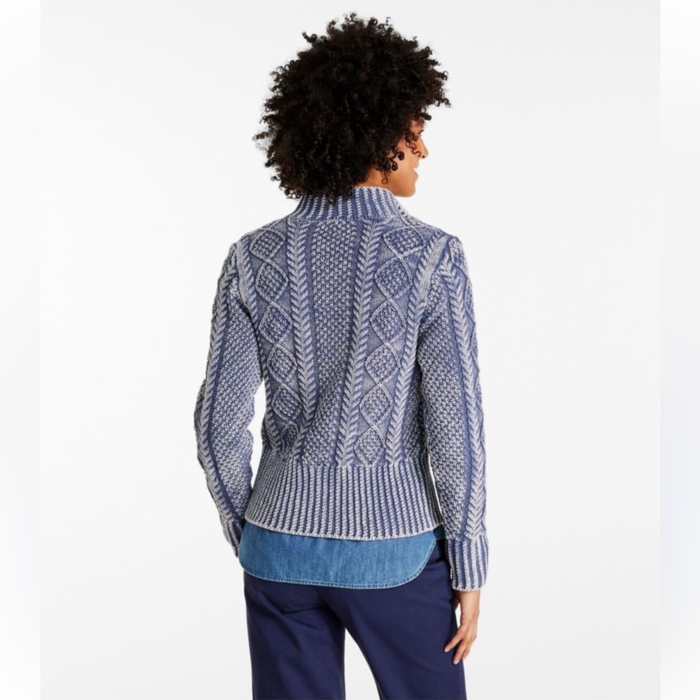L.L. Bean Women's Signature Cotton Fisherman Sweater, Short Cardigan sz XS - Picture 2 of 4